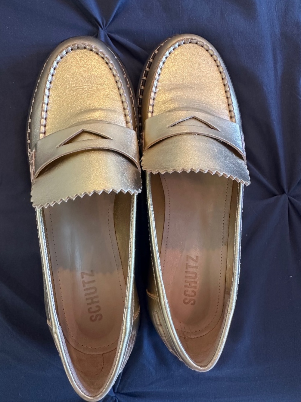SCHUTZ Christie Metallic Penny Loafers - 9 NWT